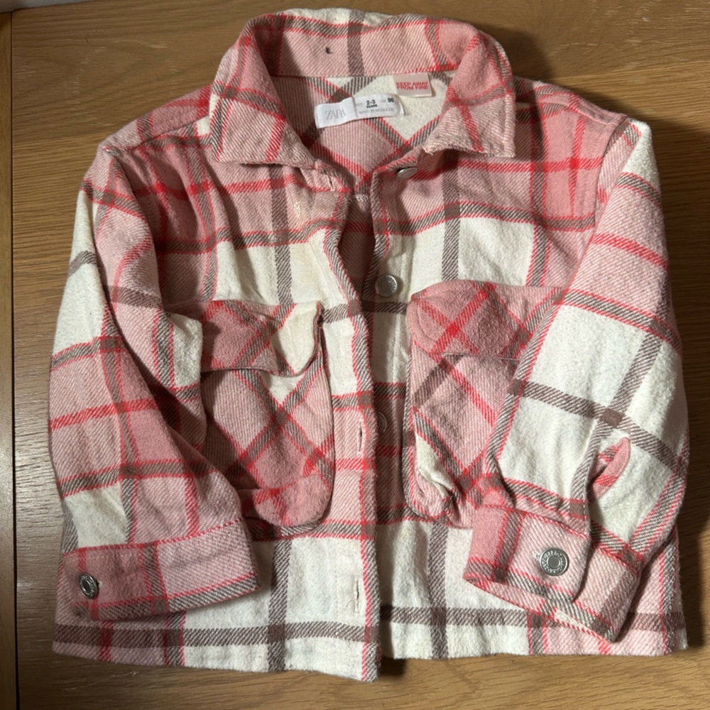 Zara Pink and Cream Checkered Jacket